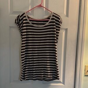 GAP Brown and Beige Striped Short Sleeve Top